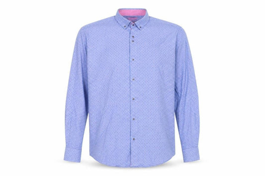 6th Sense Men's Blue Geometric Egyptian Cotton Formal Shirt XL