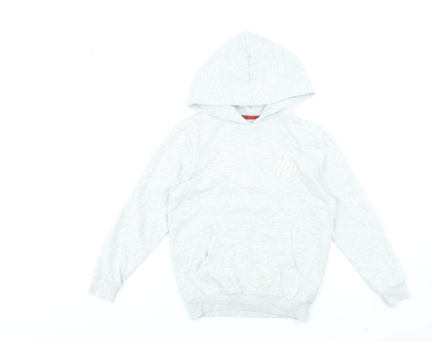 DFND Boys Grey Pullover Hoodie 11-12 Years Cotton Blend Logo Sweatshirt