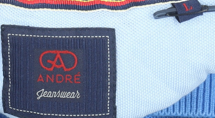 André Jeanswear Men's Blue Cotton 1/2 Zip Knit Sweatshirt Size L