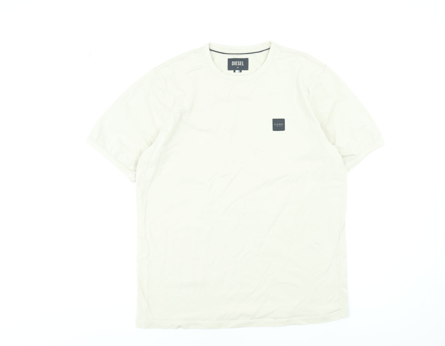 Diesel Men's Beige XL Crew Neck Cotton Short Sleeve T-Shirt