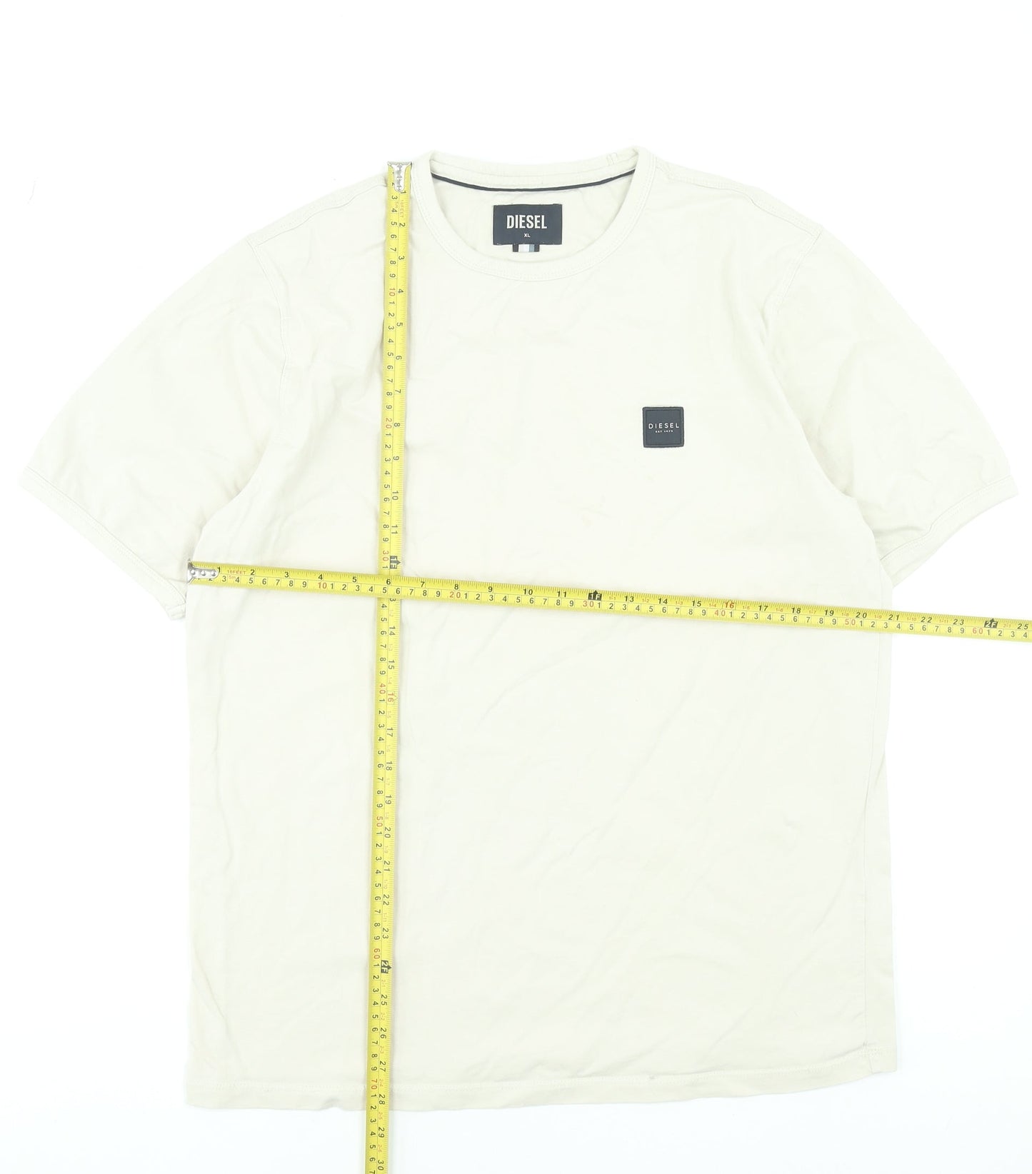Diesel Men's Beige XL Crew Neck Cotton Short Sleeve T-Shirt