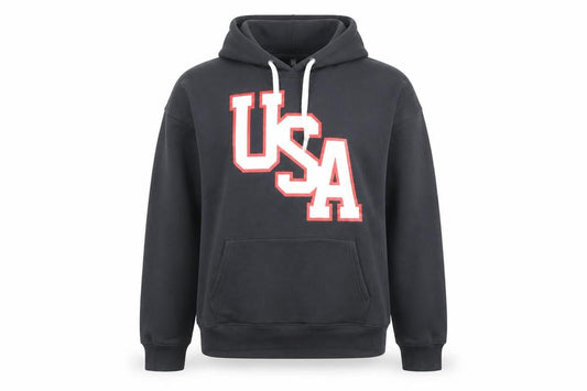 Primark Women's Black USA Pullover Hoodie Size L 14-16 Cotton Blend