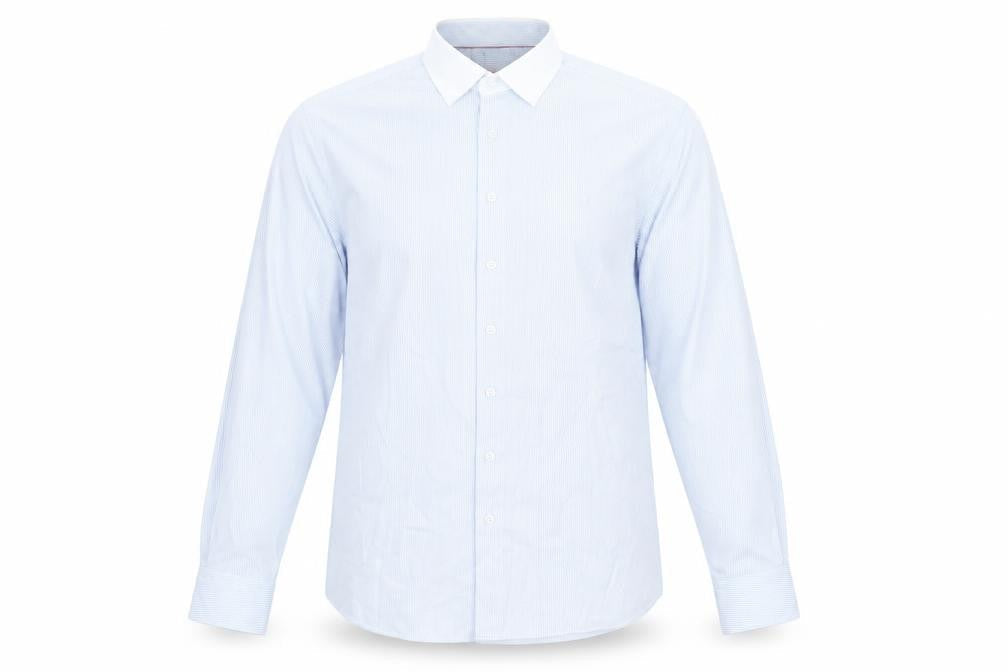Benetti Luxury Men Blue 16.5 Tapered Long Sleeve Cotton Shirt