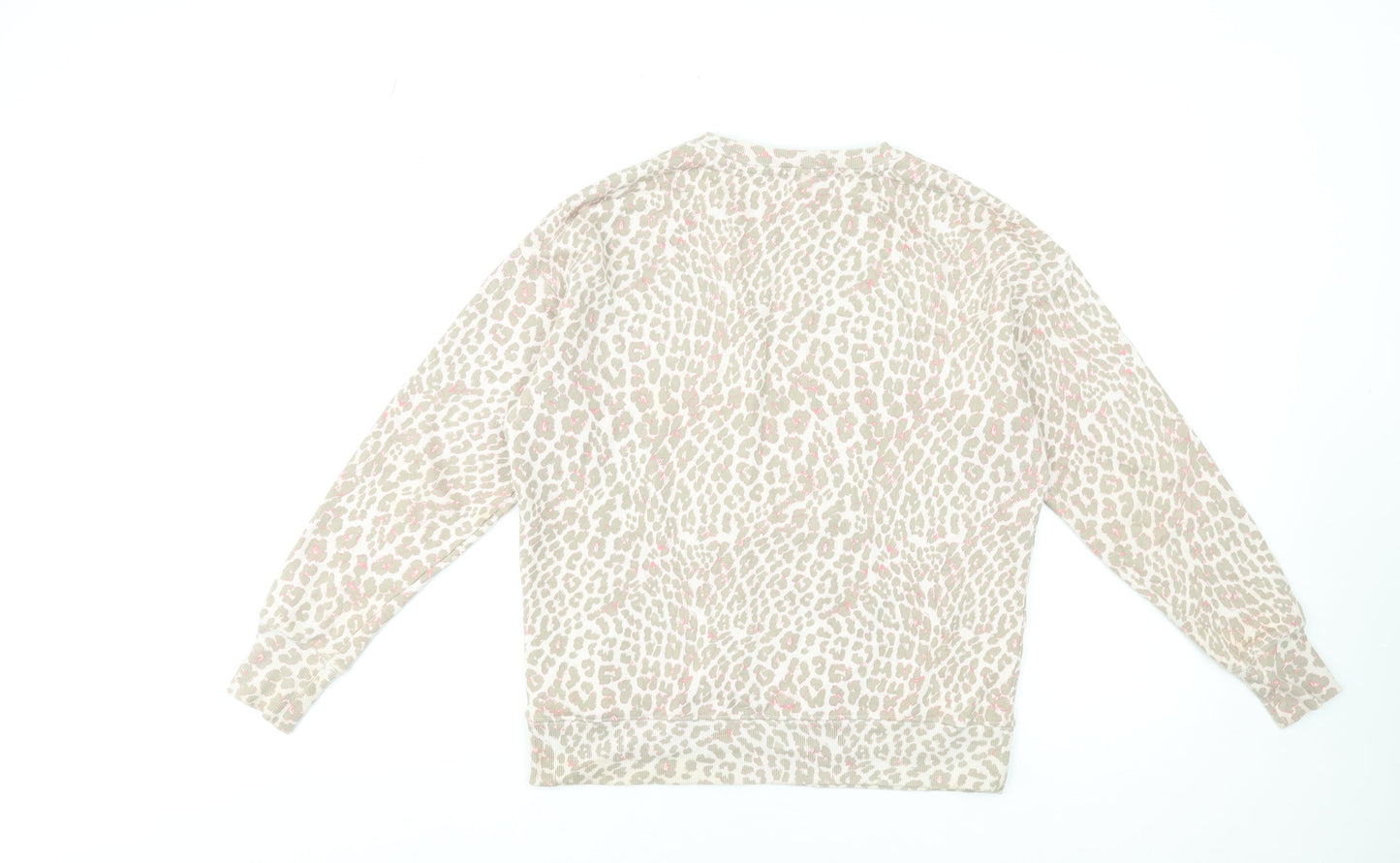 Hush Womens Beige Animal Print Sweatshirt XXS Cotton Crew Neck