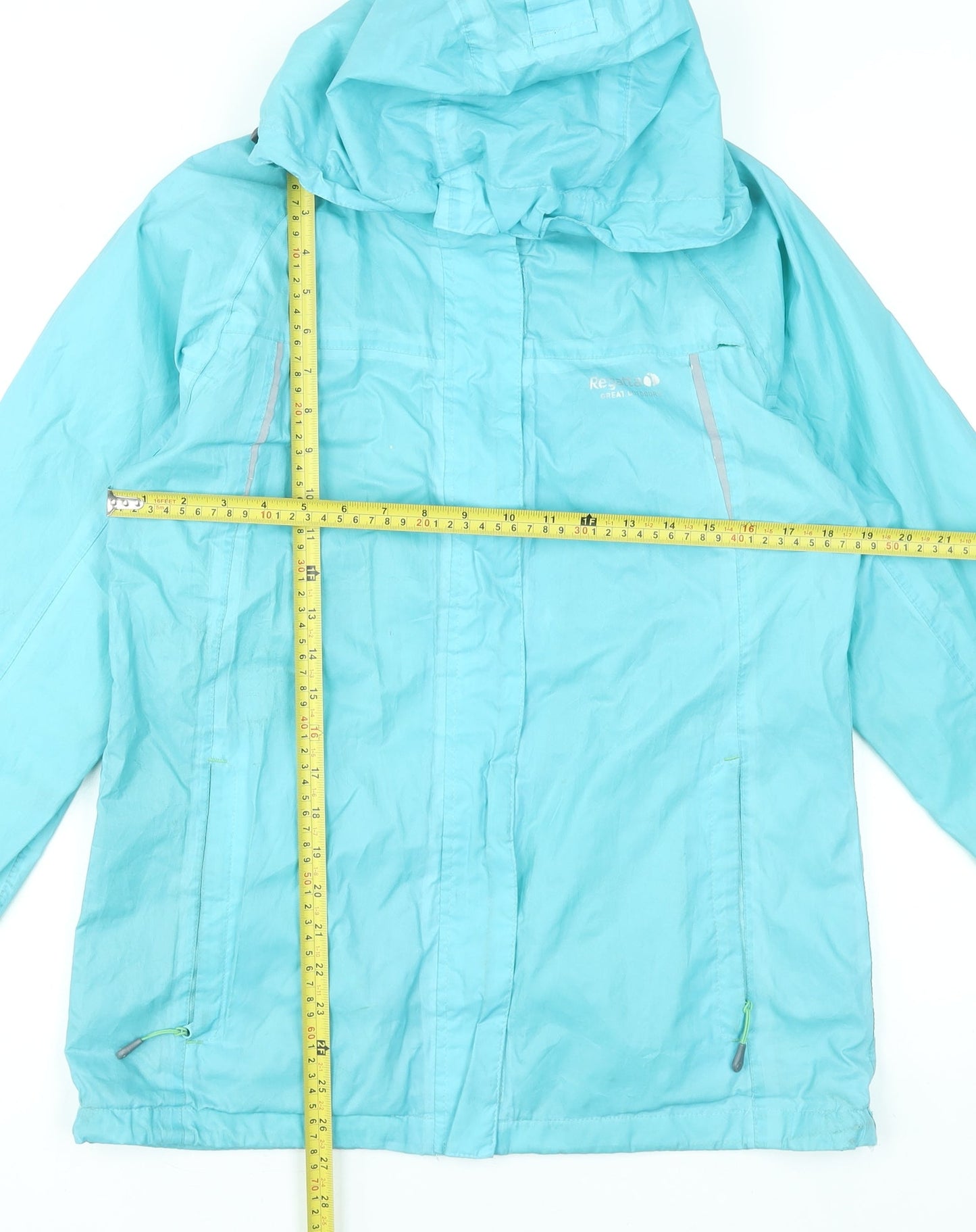 Regatta Women Blue Size 10 Waterproof Hooded Rain Jacket