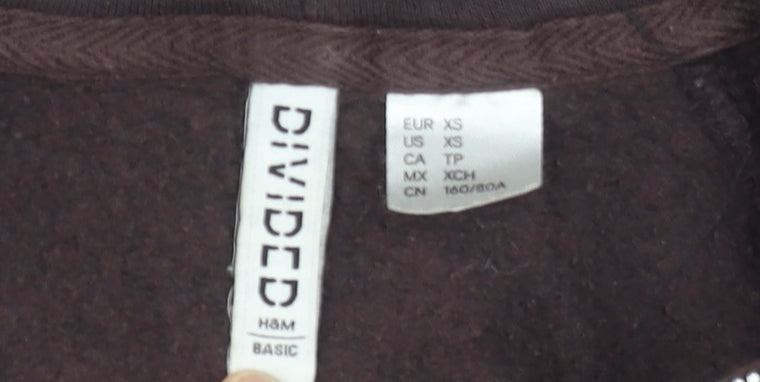 H&M Divided Women Brown XS Full Zip Hoodie Cotton Blend