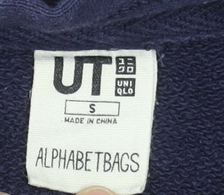 Uniqlo Men’s Blue Graphic Pullover Hoodie Size S Alphabet Bags