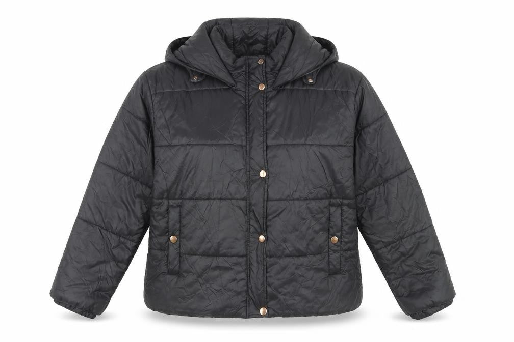 Boohoo Womens Black Hooded Puffer Jacket UK 12 Winter Coat