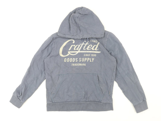 Jack & Jones Men's Blue Pullover Hoodie Medium Classic Graphic Cotton