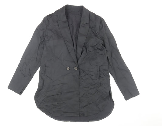 Modern Rarity Women's Black Long Linen Blend Blazer Size 8