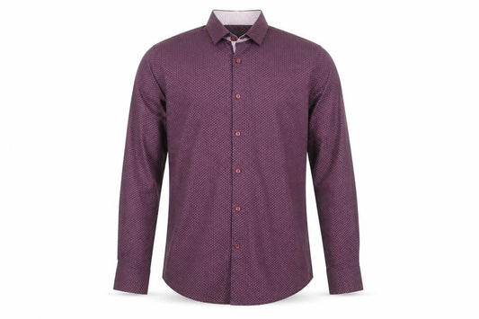 Remus Uomo Men's Purple Slim Fit Geometric 15in Dress Shirt
