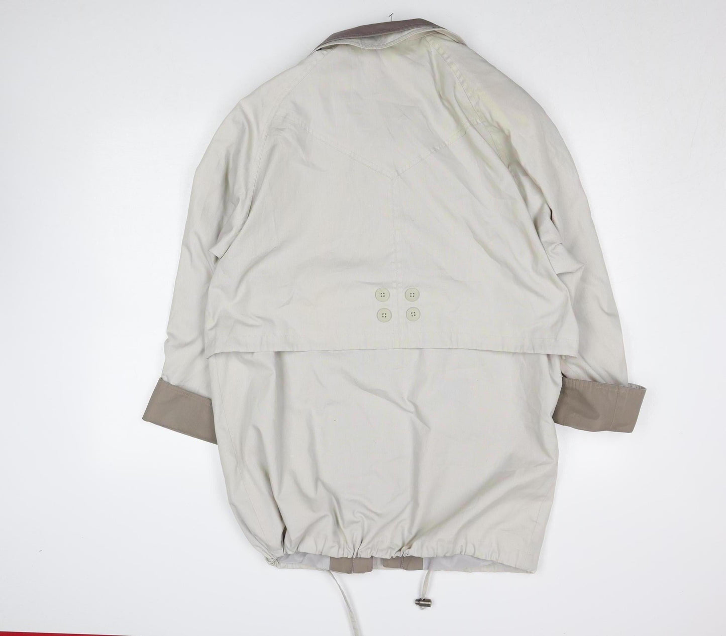 Essentials Womens Beige Size 14 Parka Jacket with Hood Drawstring