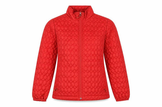 Lands' End Women Red Quilted Mid-Length Jacket XS Polyester