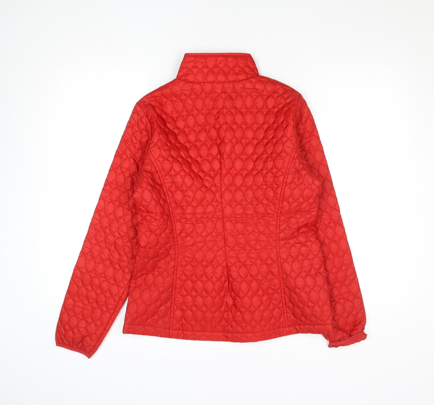Lands' End Women Red Quilted Mid-Length Jacket XS Polyester