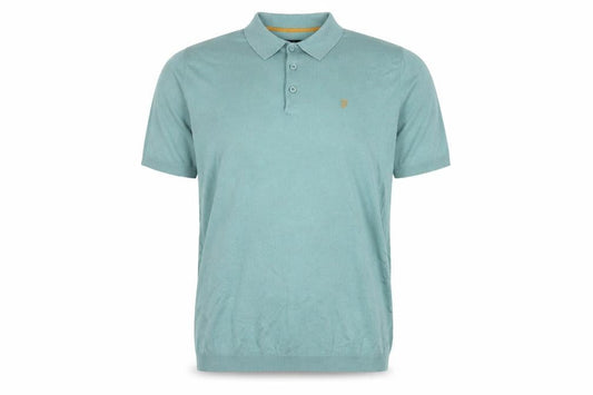 Farah Vintage Men's Green Knit Polo Shirt L Short Sleeve Collared