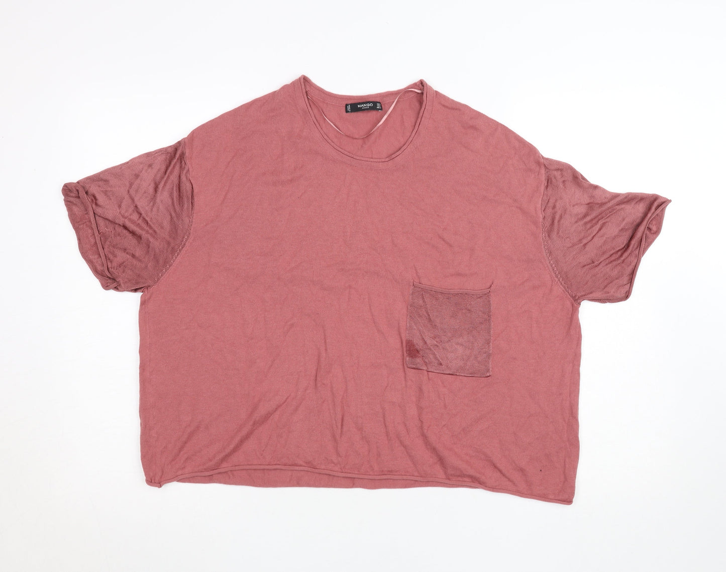 Mango Women’s Pink Short Sleeve Basic Cotton T-Shirt Size S