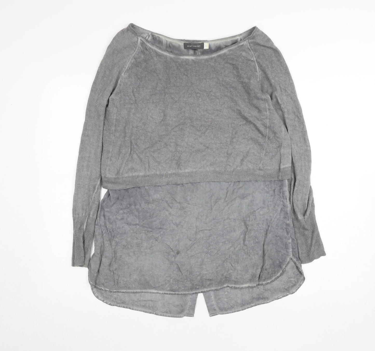 Mint Velvet Women’s Grey Tunic Style Long Sleeve Blouse Size 10