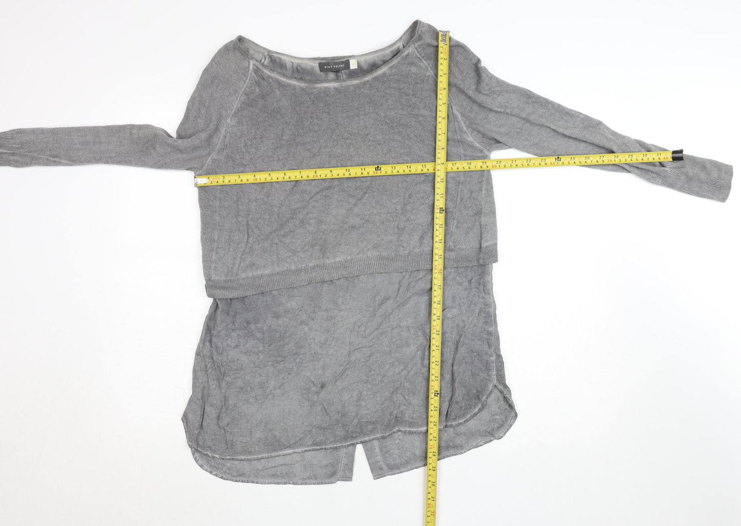 Mint Velvet Women’s Grey Tunic Style Long Sleeve Blouse Size 10
