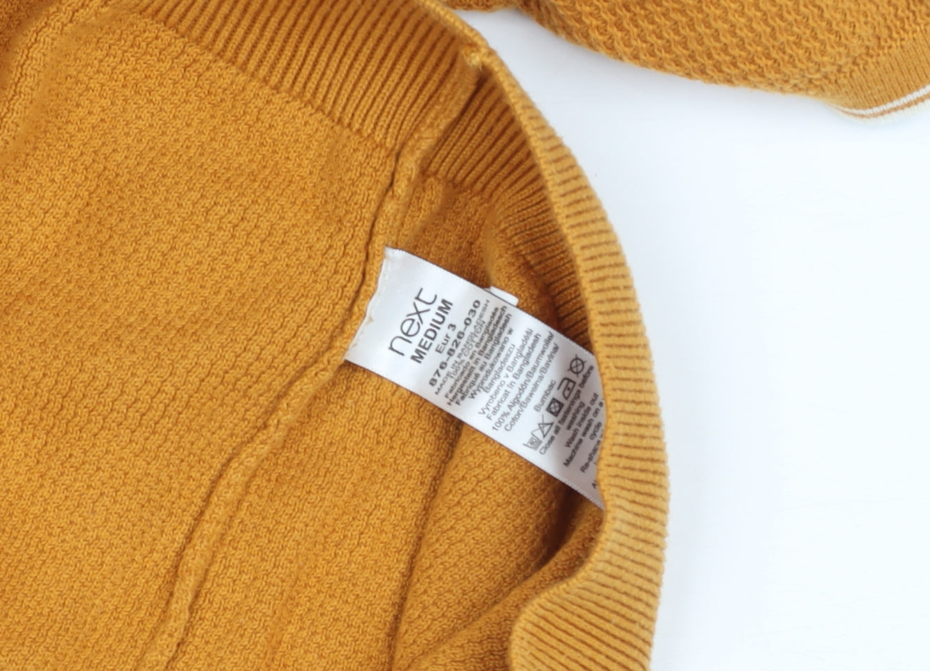 Next Men's Brown Knit Cotton Short Sleeve Henley Jumper M