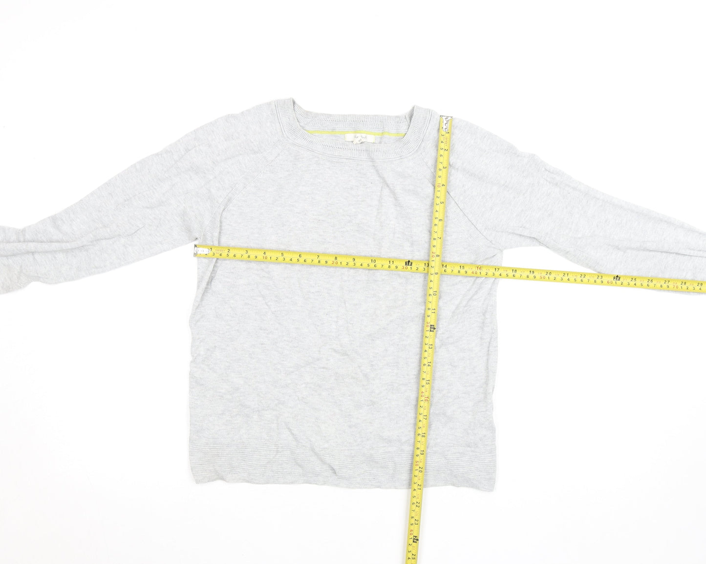 White Stuff Women's Grey Cotton Modal Crew Neck Jumper Size 8