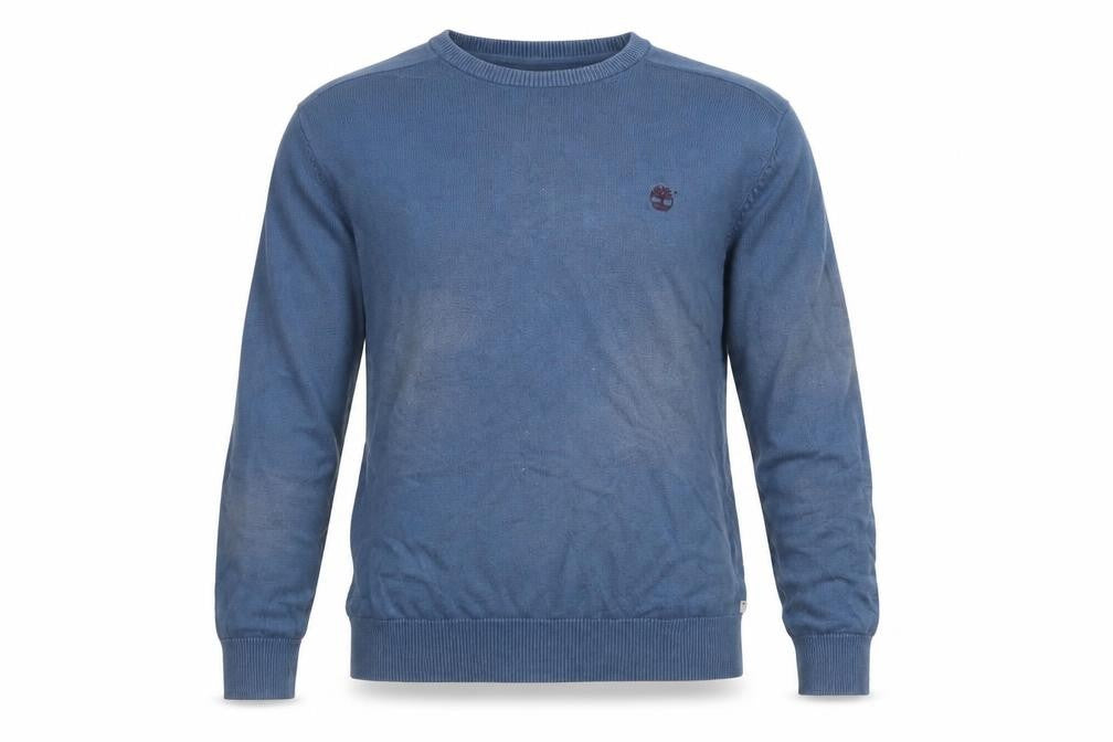 Timberland Men Blue Cotton Crew Neck Pullover Jumper L Regular Fit