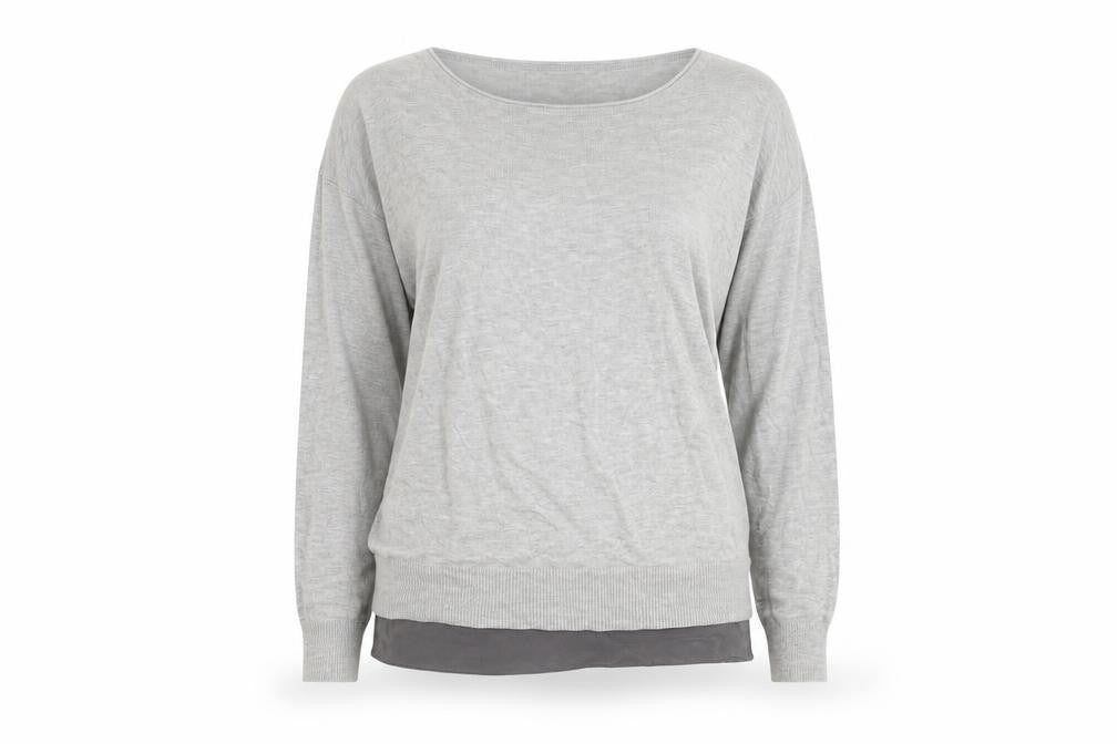 Mint Velvet Womens Grey Knit Long Sleeve Scoop Neck Blouse Size 8