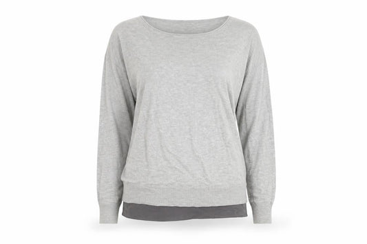 Mint Velvet Womens Grey Knit Long Sleeve Scoop Neck Blouse Size 8