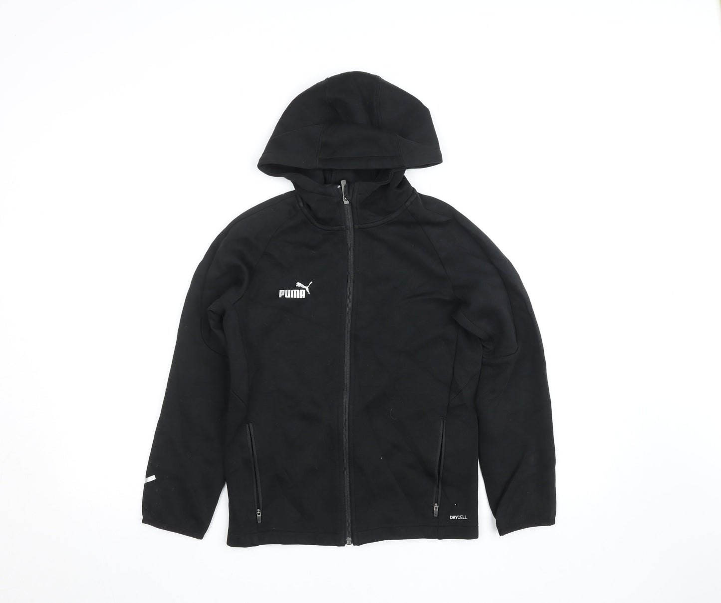 Puma Boys Black 11-12 Years Track Jacket Hooded Full Zip Activewear