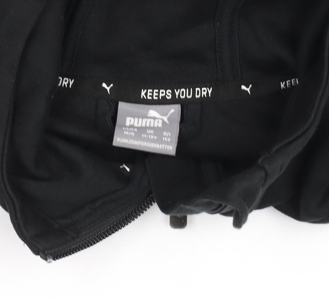 Puma Boys Black 11-12 Years Track Jacket Hooded Full Zip Activewear
