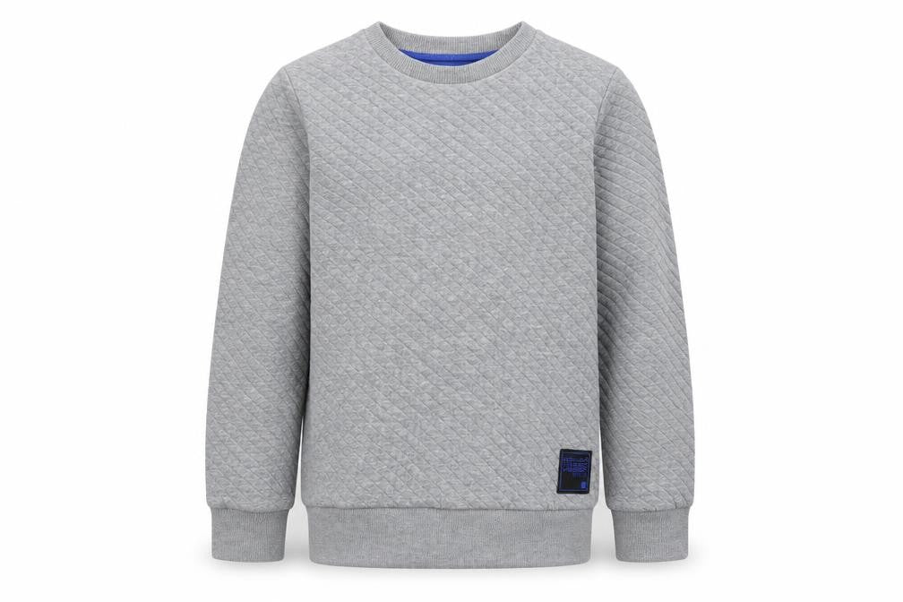 F&F Boys Grey Quilted Crew Neck Pullover Sweatshirt 11-12 Years
