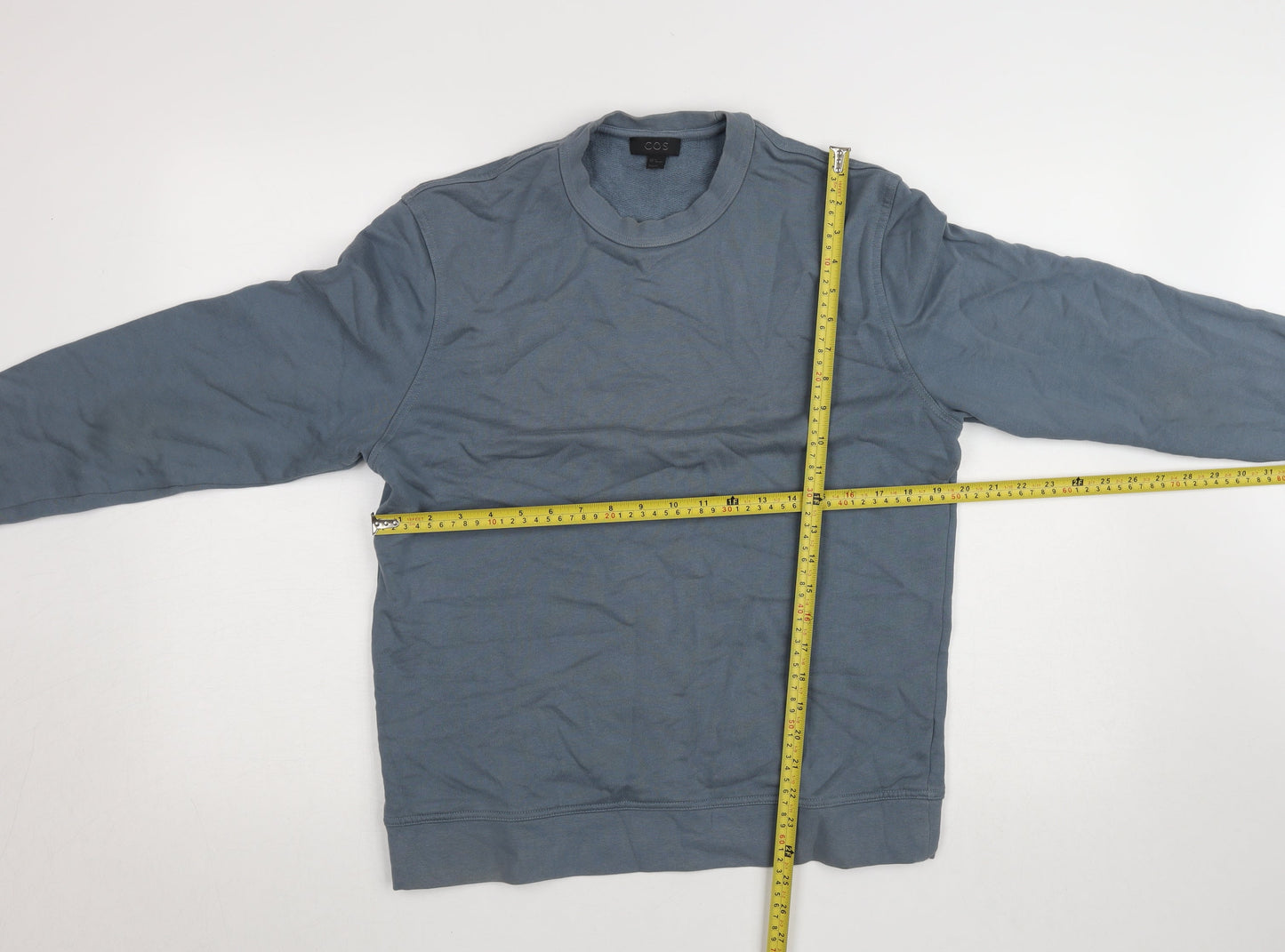 COS Women Blue Cotton Crew Neck Pullover Sweatshirt M