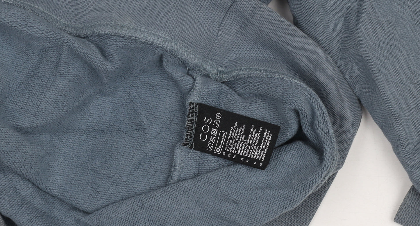 COS Women Blue Cotton Crew Neck Pullover Sweatshirt M