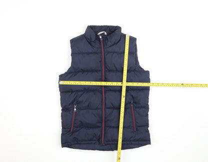 Back view of US Athletic boys’ blue 11 years padded zip bodywarmer waistcoat