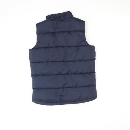 Close-up detail of US Athletic boys’ blue 11 years padded zip bodywarmer waistcoat