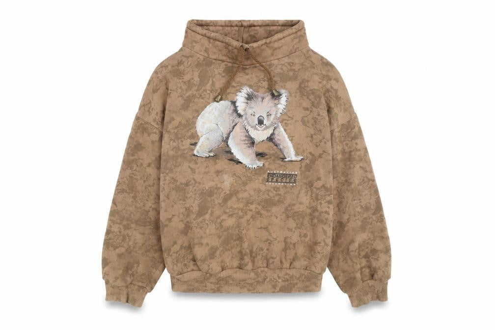 Aussie Themes Girls Brown Koala Print Pullover Hoodie Size 14
