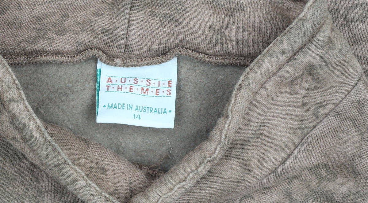 Aussie Themes Girls Brown Koala Print Pullover Hoodie Size 14