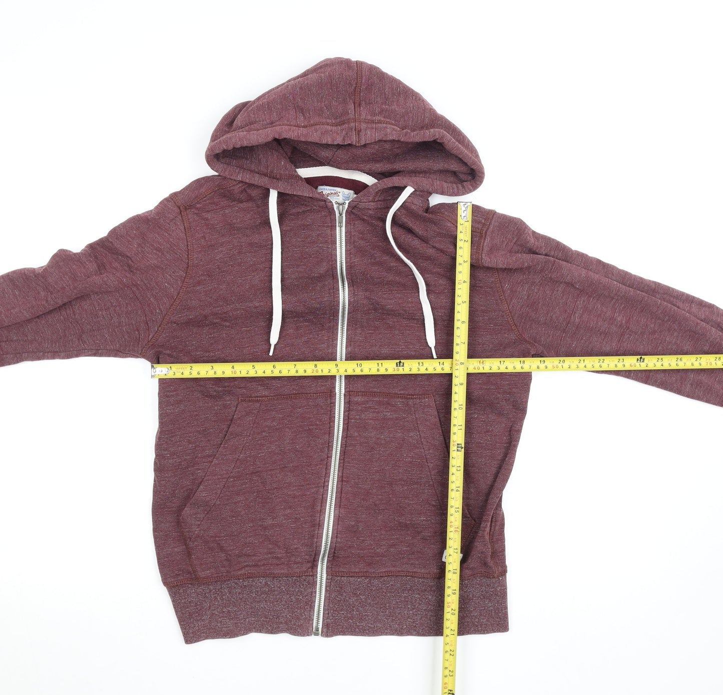 Jack & Jones Womens Burgundy Full Zip Hoodie Size S Cotton Blend