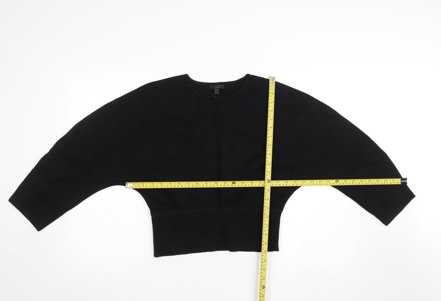 COS Women Black Relaxed Fit Dolman Sleeve Viscose Top Size S
