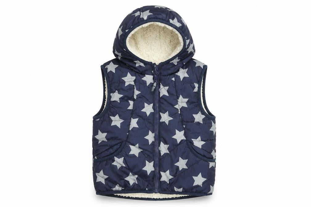 Marks & Spencer Girls Blue Star Hooded Puffer Gilet 4-5 Years