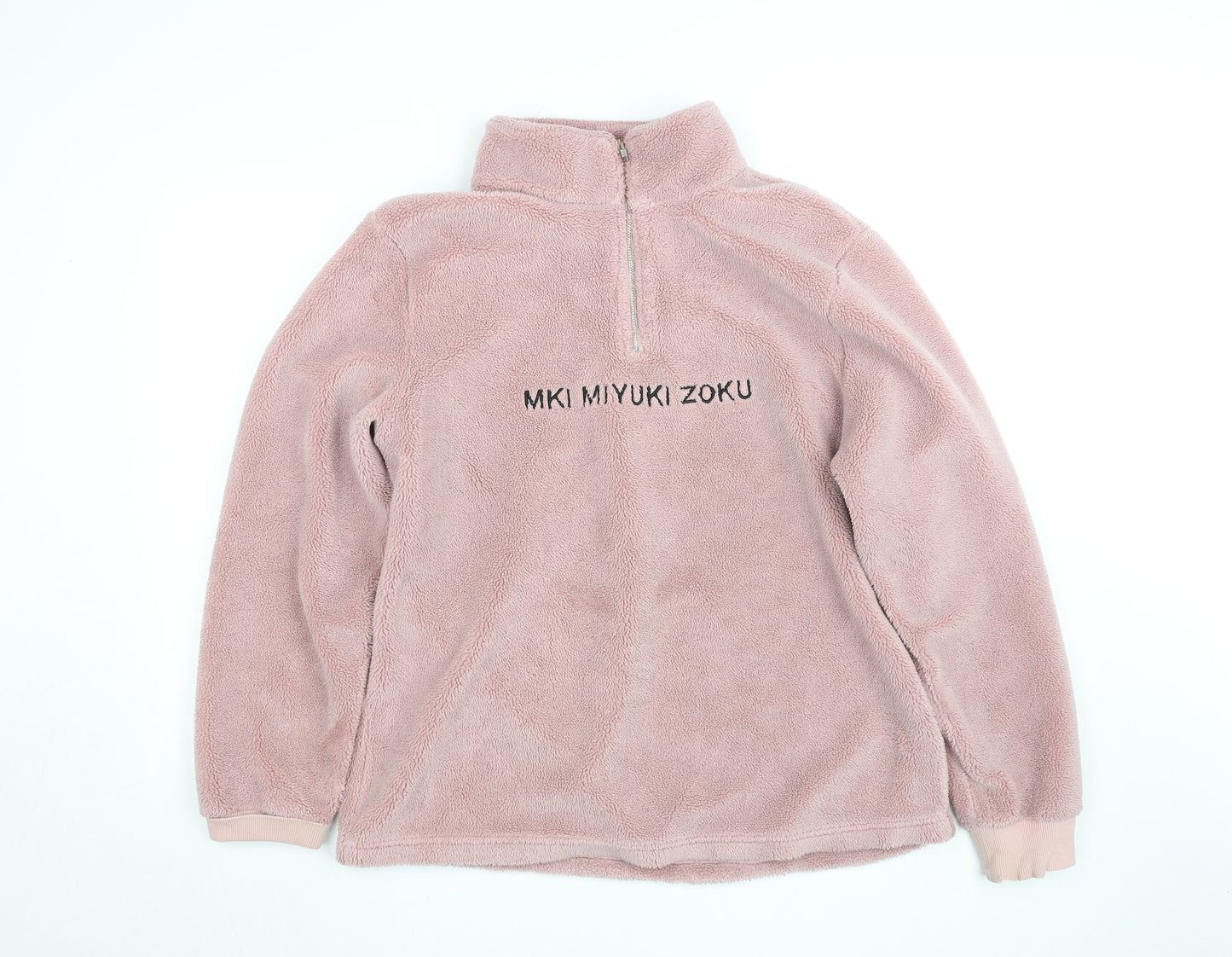 MKI Miyuki Zoku Pink Fleece 1/2 Zip Sweatshirt Women L