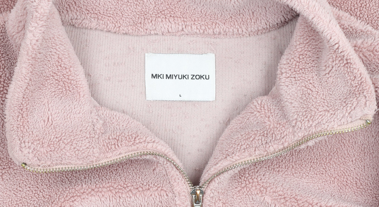 MKI Miyuki Zoku Pink Fleece 1/2 Zip Sweatshirt Women L