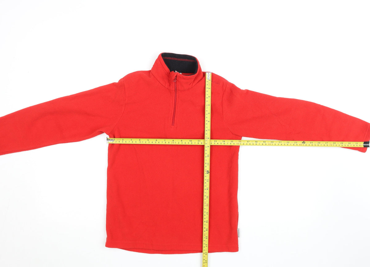 Quechua Boys Red Fleece Basic Jacket 12 Years 1/4 Zip Hiking Top