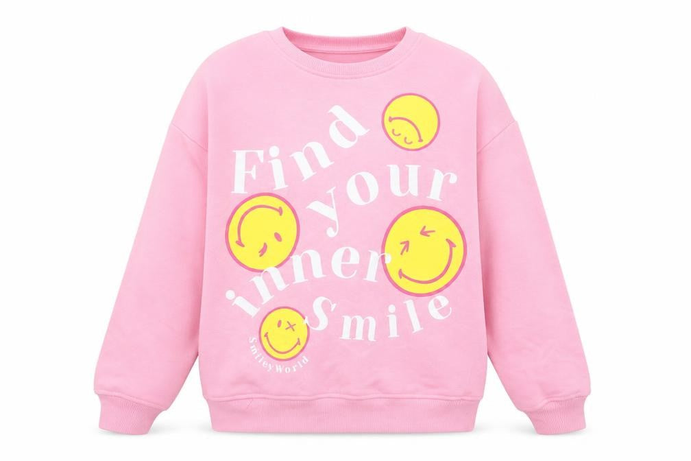 SmileyWorld Womens Pink Graphic Pullover Sweatshirt 2XS