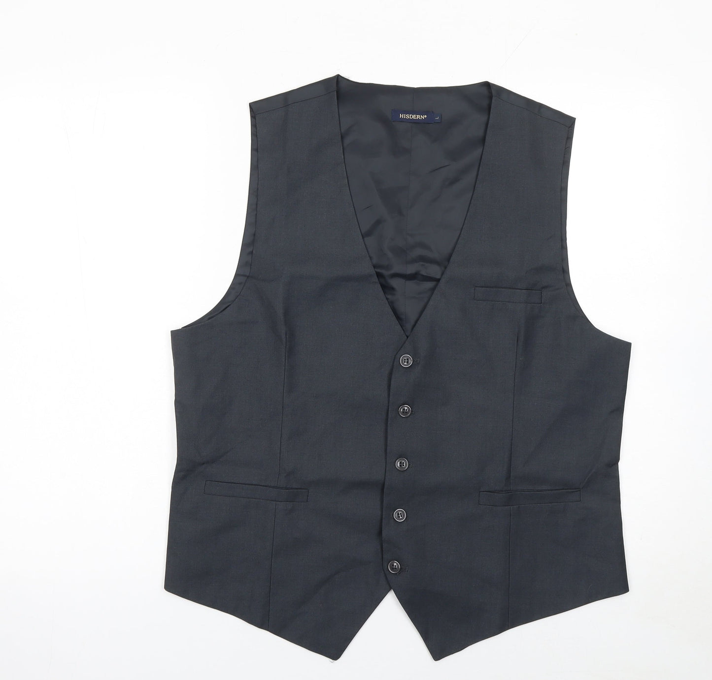 HISDERN Men's Black Formal Waistcoat L Regular Fit Classic Style