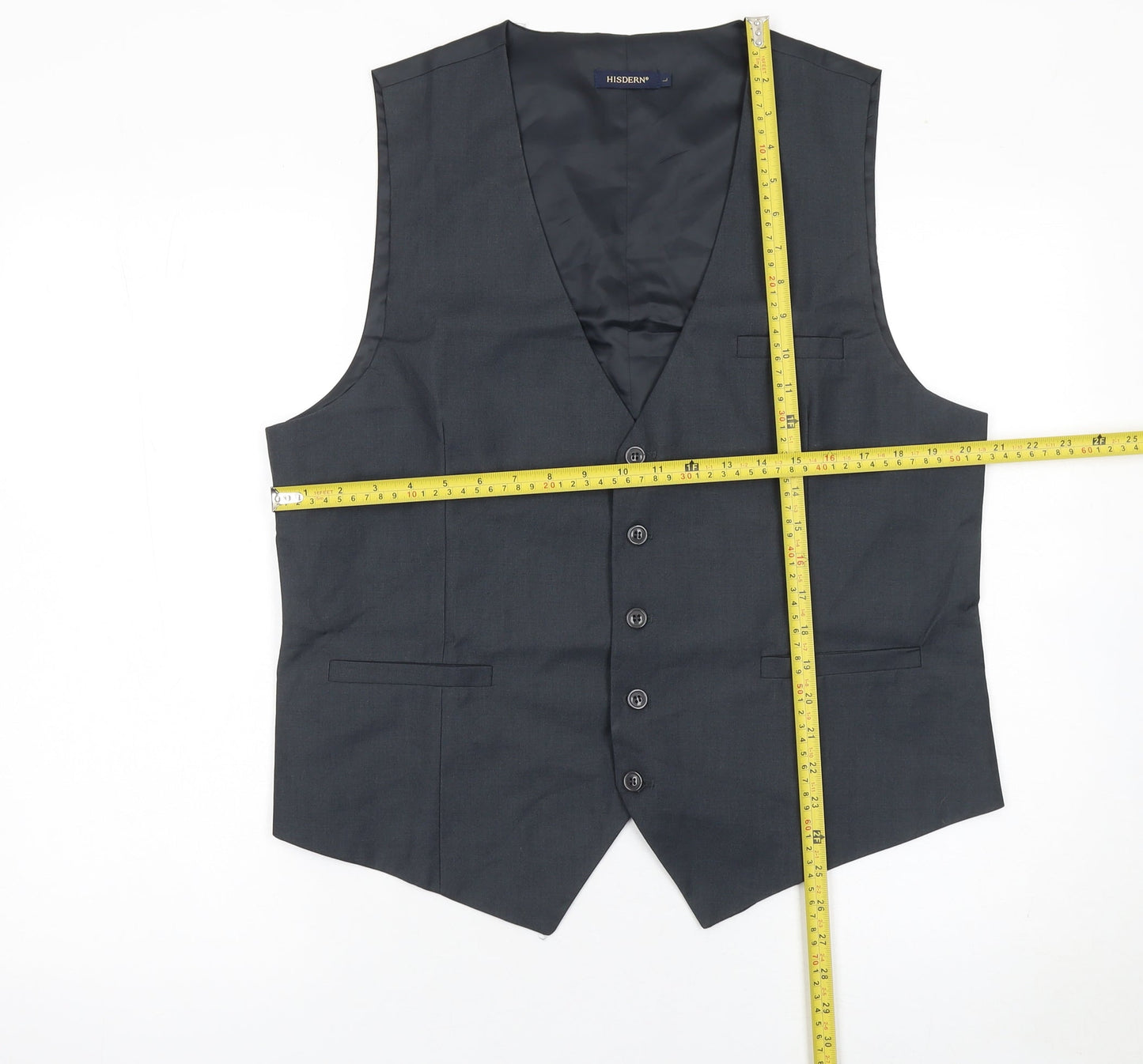 HISDERN Men's Black Formal Waistcoat L Regular Fit Classic Style