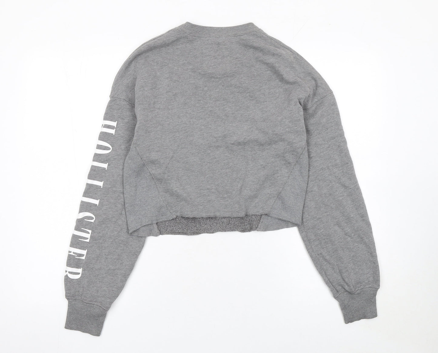 Hollister Women’s Grey Cropped Pullover Sweatshirt XS Cotton Blend