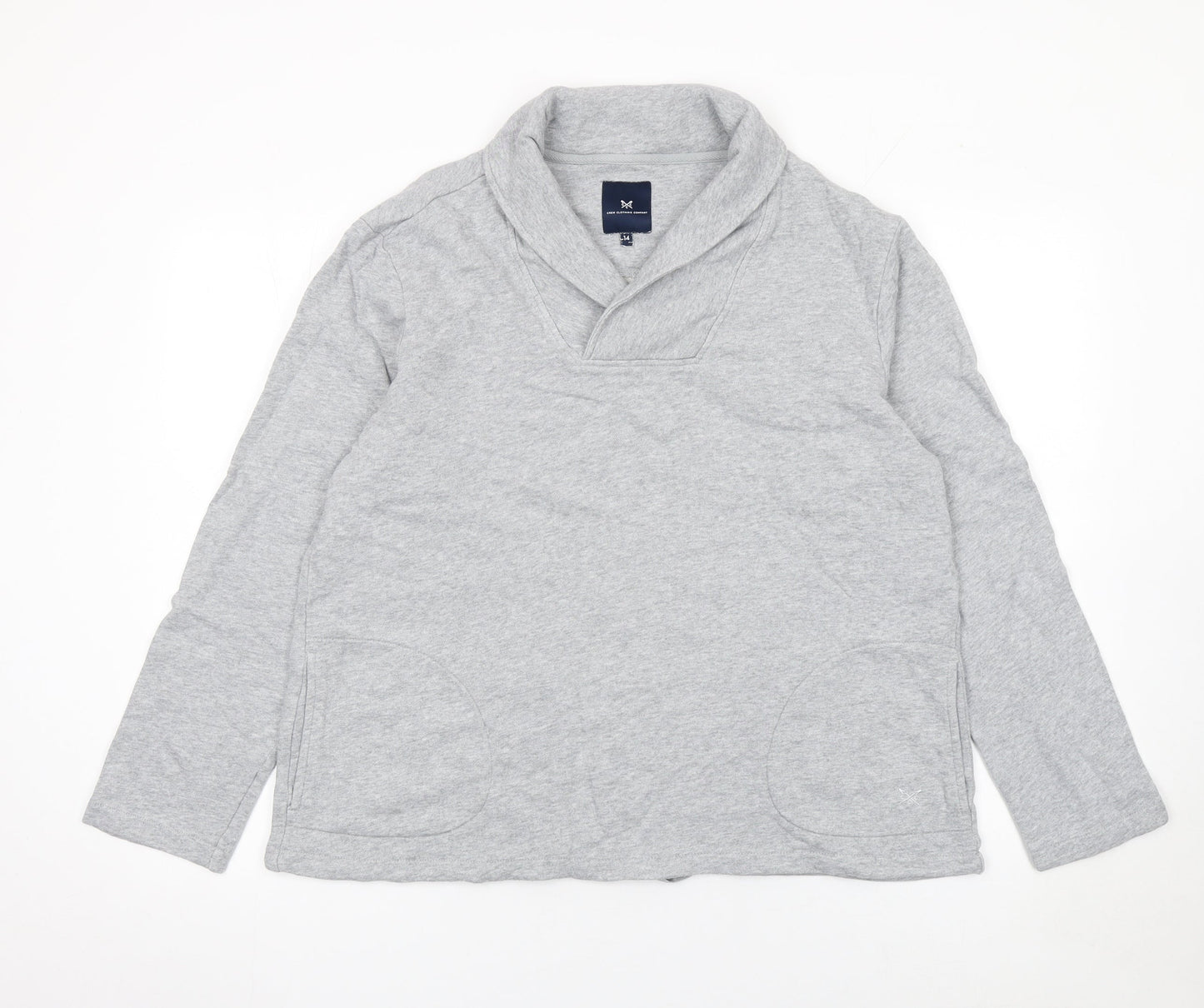 Crew Clothing Company Women Grey Size 14 Cotton Pullover Sweatshirt