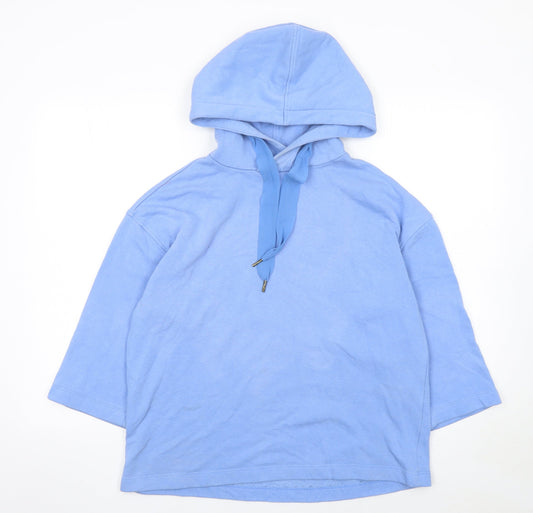 ONLY Women's Blue Pullover Hoodie 3/4 Sleeve Size 8 Cotton Blend