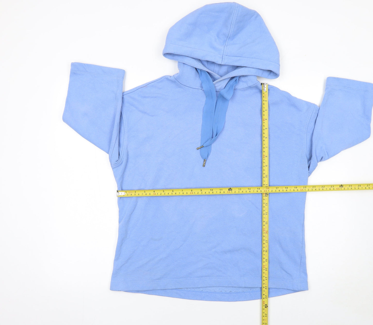 ONLY Women's Blue Pullover Hoodie 3/4 Sleeve Size 8 Cotton Blend