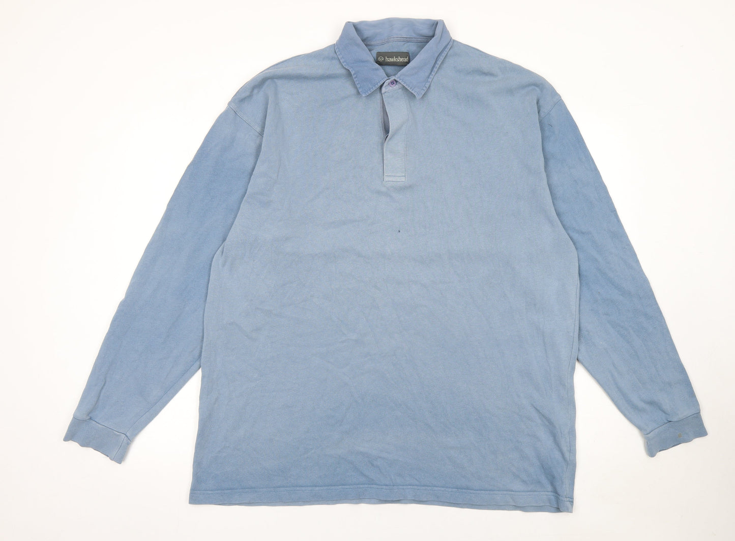 Hawkshead Men's Blue Long Sleeve Cotton Polo Shirt XL